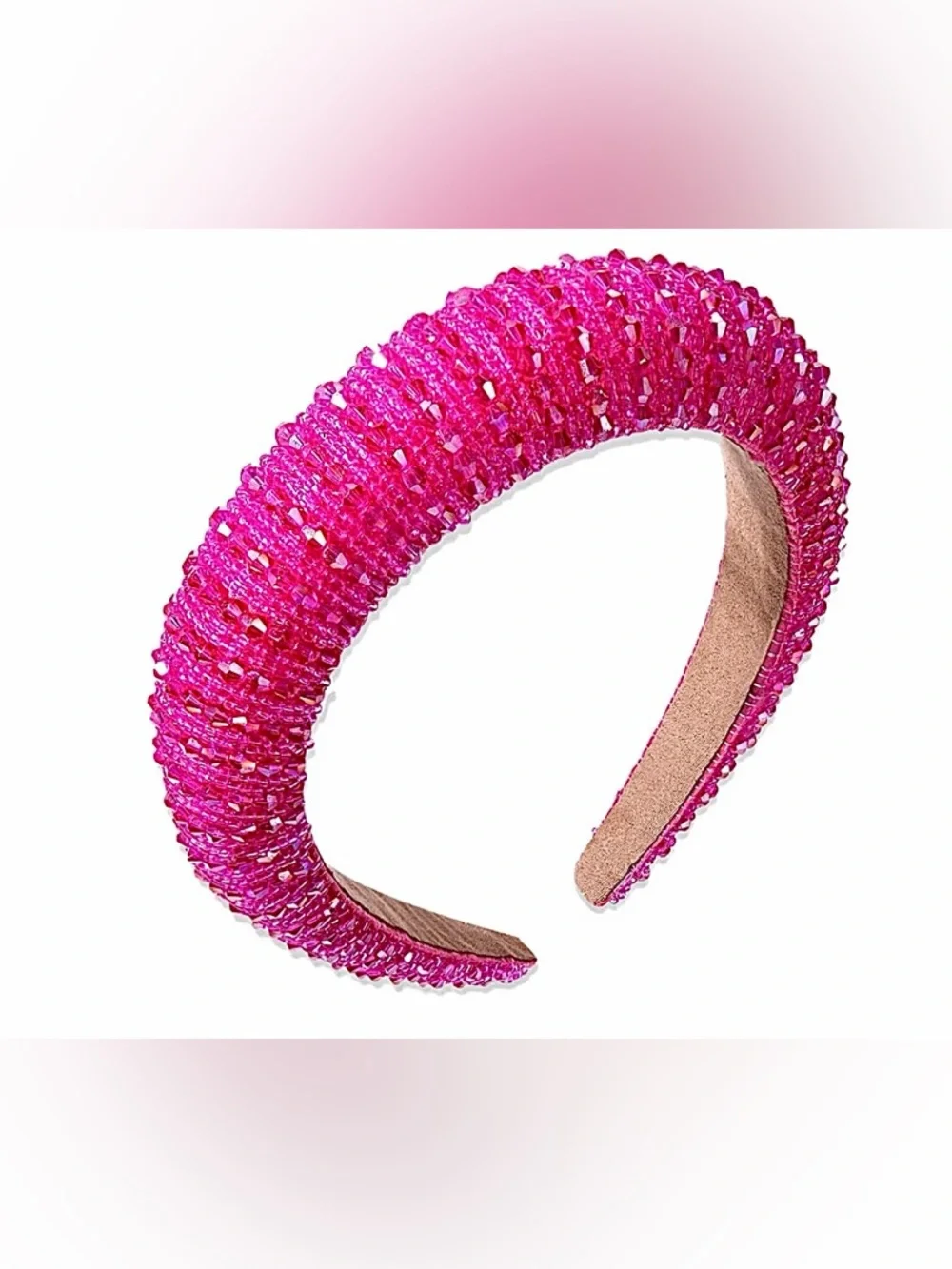 NVENF Hot Pink Headband Crystal Rhinestone Padded Headbands for Women